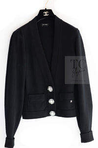 CHANEL 22PF Black Cashmere Knit Cardigan 36 シャネル ブラック カシミヤ ビジュー ボタン ニット カーディガン 即発