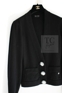 CHANEL 22PF Black Cashmere Knit Cardigan 36 シャネル ブラック カシミヤ ビジュー ボタン ニット カーディガン 即発