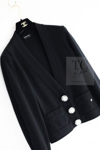 CHANEL 22PF Black Cashmere Knit Cardigan 36 シャネル ブラック カシミヤ ビジュー ボタン ニット カーディガン 即発