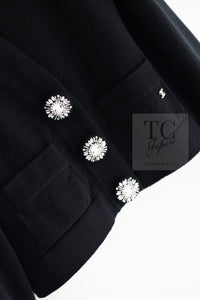 CHANEL 22PF Black Cashmere Knit Cardigan 36 シャネル ブラック カシミヤ ビジュー ボタン ニット カーディガン 即発