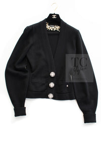 CHANEL 22PF Black Cashmere Knit Cardigan 36 シャネル ブラック カシミヤ ビジュー ボタン ニット カーディガン 即発