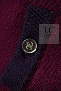 CHANEL 23PA Plum Purple CC Logo Buttons Cropped Cashmere Knit Cardigan 36 シャネル プラム パープル ココ ボタン クロップド カシミヤ ニット カーディガン 即発