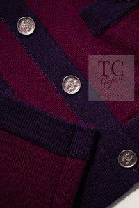 CHANEL 23PA Plum Purple CC Logo Buttons Cropped Cashmere Knit Cardigan 36 シャネル プラム パープル ココ ボタン クロップド カシミヤ ニット カーディガン 即発