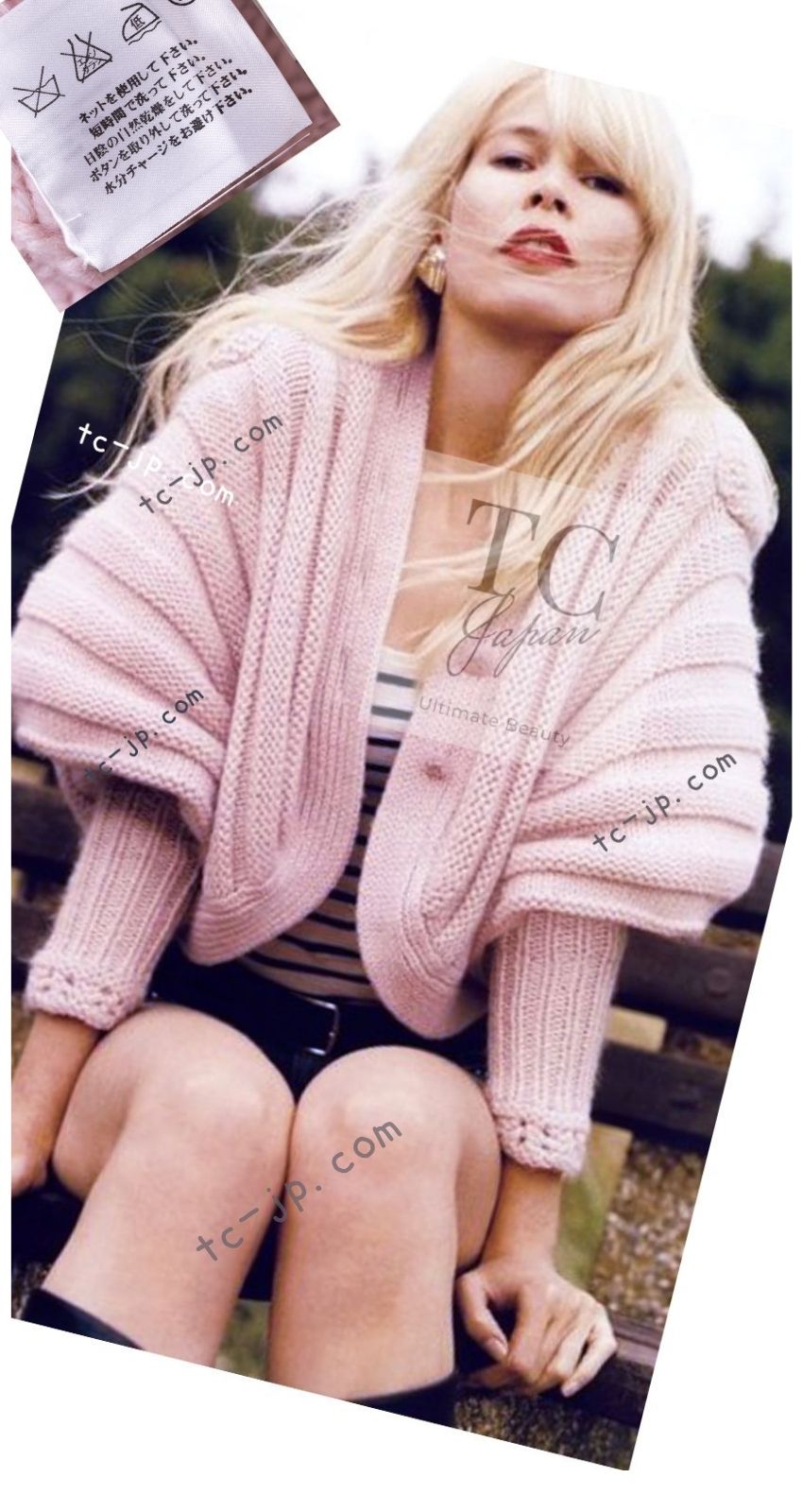 シャネル カーディガン CHANEL ピンク カシミヤ ドルマンスリーブ ココ