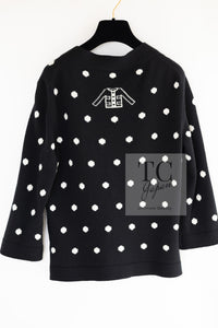 CHANEL 08A Black Dot Logo Cashmere Knit Cardigan 40 シャネル ブラック ドット ロゴ カシミヤ ニット カーディガン 即発