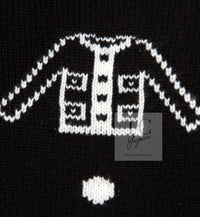 CHANEL 08A Black Dot Logo Cashmere Knit Cardigan 40 シャネル ブラック ドット ロゴ カシミヤ ニット カーディガン 即発