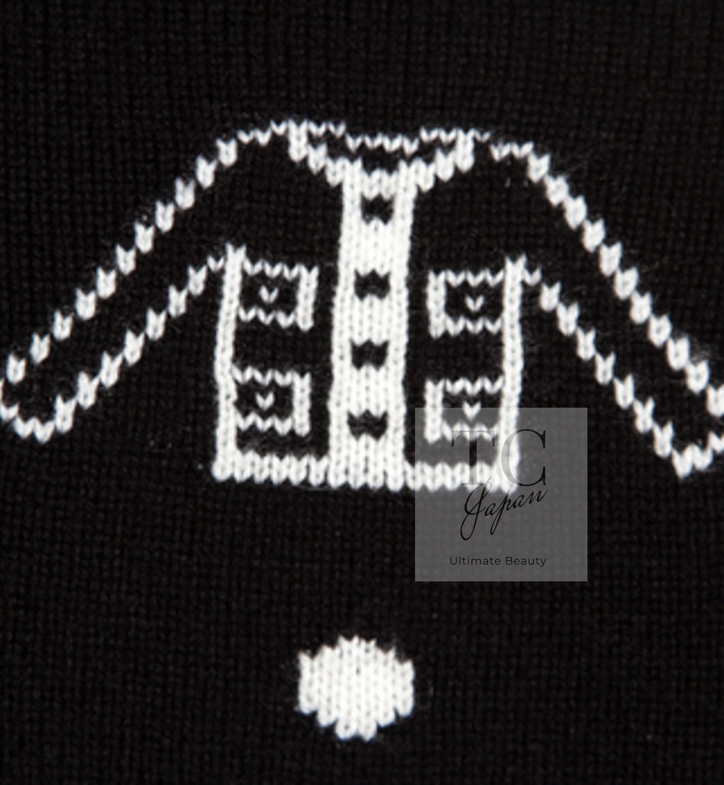 CHANEL 08A Black Dot Logo Cashmere Knit Cardigan 40 シャネル ブラック ドット ロゴ カシミヤ ニット カーディガン 即発
