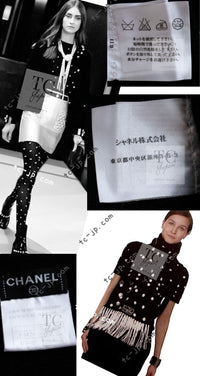 CHANEL 08A Black Dot Logo Cashmere Knit Cardigan 40 シャネル ブラック ドット ロゴ カシミヤ ニット カーディガン 即発