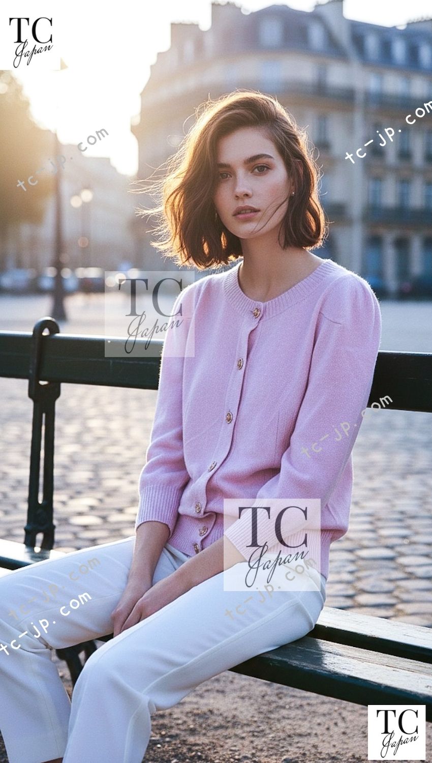 シャネル カーディガン CHANEL ピンク カシミア リネン ふんわり柔らか 