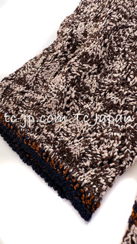 CHANEL 11S Brown Orange Navy CC Logo Knit Dress 34 シャネル ブラウン オレンジ CC ロゴ ニット ワンピース 即発