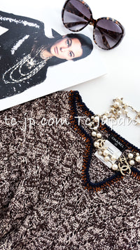 CHANEL 11S Brown Orange Navy CC Logo Knit Dress 34 シャネル ブラウン オレンジ CC ロゴ ニット ワンピース 即発