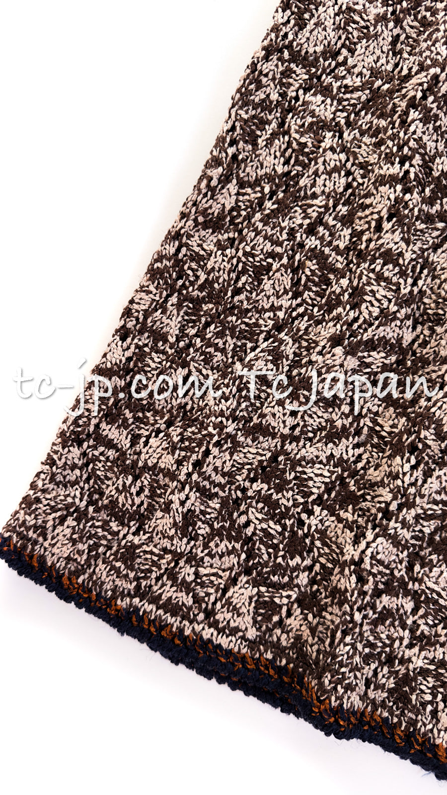CHANEL 11S Brown Orange Navy CC Logo Knit Dress 34 シャネル ブラウン オレンジ CC ロゴ ニット ワンピース 即発