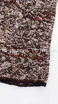 CHANEL 11S Brown Orange Navy CC Logo Knit Dress 34 シャネル ブラウン オレンジ CC ロゴ ニット ワンピース 即発