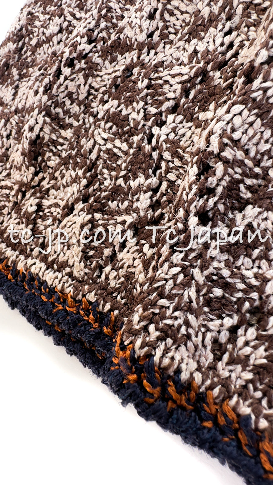 CHANEL 11S Brown Orange Navy CC Logo Knit Dress 34 シャネル ブラウン オレンジ CC ロゴ ニット ワンピース 即発