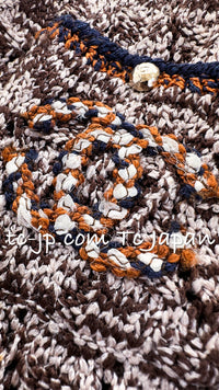 CHANEL 11S Brown Orange Navy CC Logo Knit Dress 34 シャネル ブラウン オレンジ CC ロゴ ニット ワンピース 即発