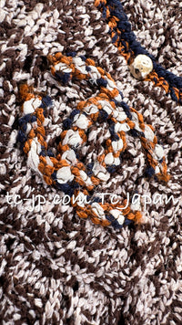 CHANEL 11S Brown Orange Navy CC Logo Knit Dress 34 シャネル ブラウン オレンジ CC ロゴ ニット ワンピース 即発