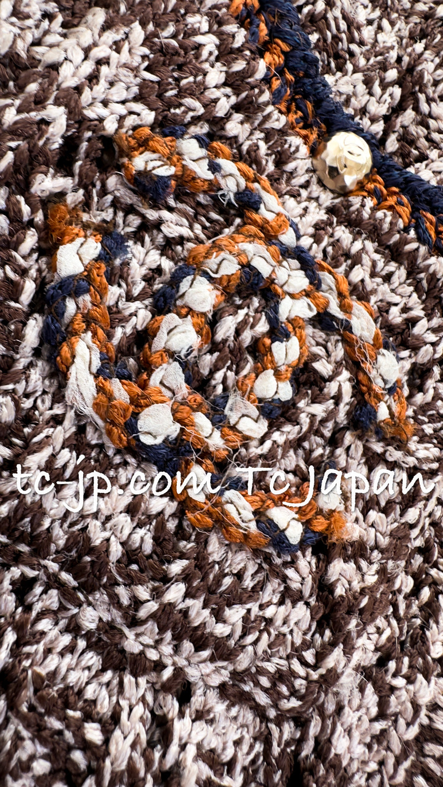 CHANEL 11S Brown Orange Navy CC Logo Knit Dress 34 シャネル ブラウン オレンジ CC ロゴ ニット ワンピース 即発