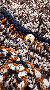 CHANEL 11S Brown Orange Navy CC Logo Knit Dress 34 シャネル ブラウン オレンジ CC ロゴ ニット ワンピース 即発