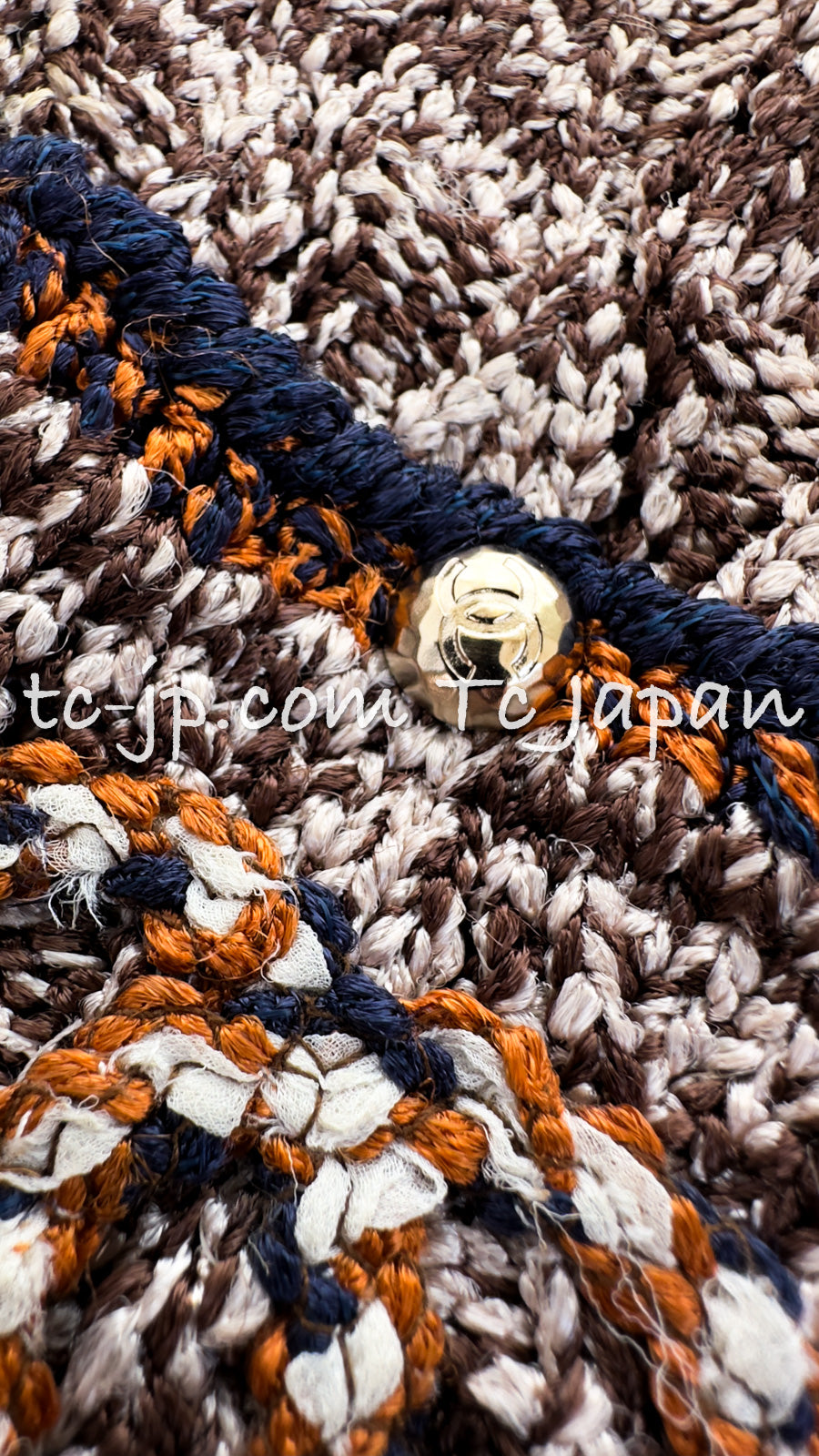 CHANEL 11S Brown Orange Navy CC Logo Knit Dress 34 シャネル ブラウン オレンジ CC ロゴ ニット ワンピース 即発