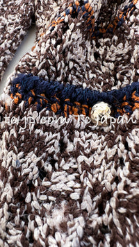 CHANEL 11S Brown Orange Navy CC Logo Knit Dress 34 シャネル ブラウン オレンジ CC ロゴ ニット ワンピース 即発