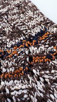 CHANEL 11S Brown Orange Navy CC Logo Knit Dress 34 シャネル ブラウン オレンジ CC ロゴ ニット ワンピース 即発