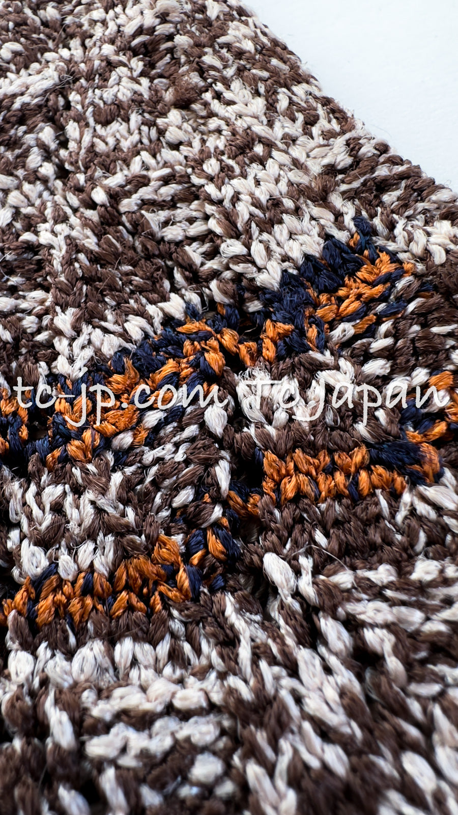 CHANEL 11S Brown Orange Navy CC Logo Knit Dress 34 シャネル ブラウン オレンジ CC ロゴ ニット ワンピース 即発