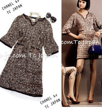 CHANEL 11S Brown Orange Navy CC Logo Knit Dress 34 シャネル ブラウン オレンジ CC ロゴ ニット ワンピース 即発