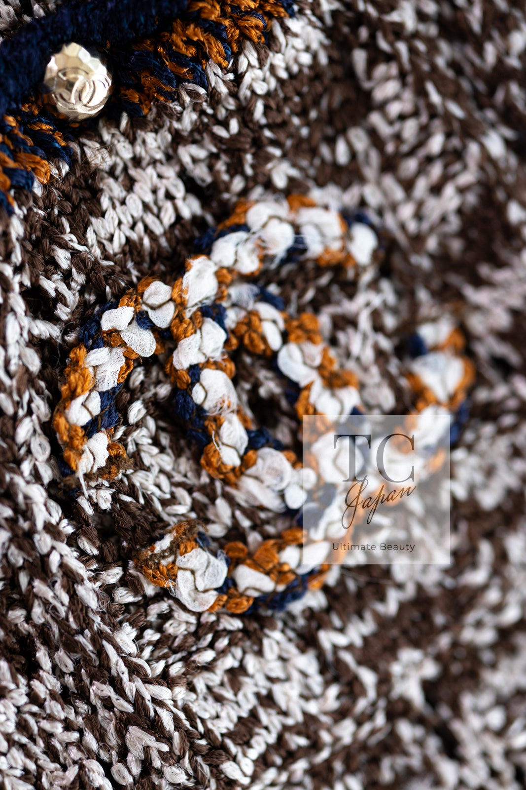 CHANEL 11S Brown Orange Navy CC Logo Knit Dress 34 シャネル ブラウン オレンジ CC ロゴ ニット ワンピース 即発