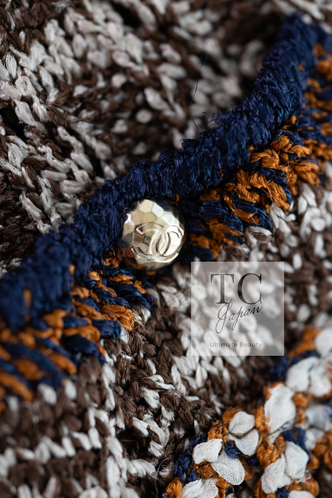 CHANEL 11S Brown Orange Navy CC Logo Knit Dress 34 シャネル ブラウン オレンジ CC ロゴ ニット ワンピース 即発