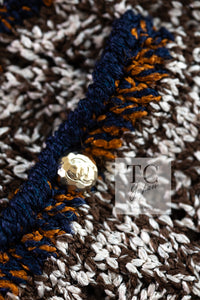 CHANEL 11S Brown Orange Navy CC Logo Knit Dress 34 シャネル ブラウン オレンジ CC ロゴ ニット ワンピース 即発