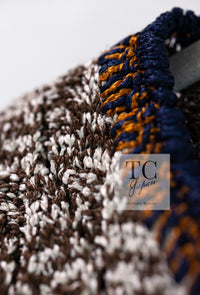 CHANEL 11S Brown Orange Navy CC Logo Knit Dress 34 シャネル ブラウン オレンジ CC ロゴ ニット ワンピース 即発