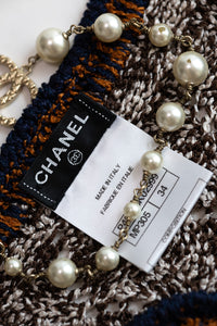 CHANEL 11S Brown Orange Navy CC Logo Knit Dress 34 シャネル ブラウン オレンジ CC ロゴ ニット ワンピース 即発