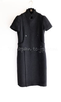 CHANEL 04A Black Wool Angora Tweed Dress 36 シャネル ブラック ウール アンゴラ ツイード ワンピース 即発