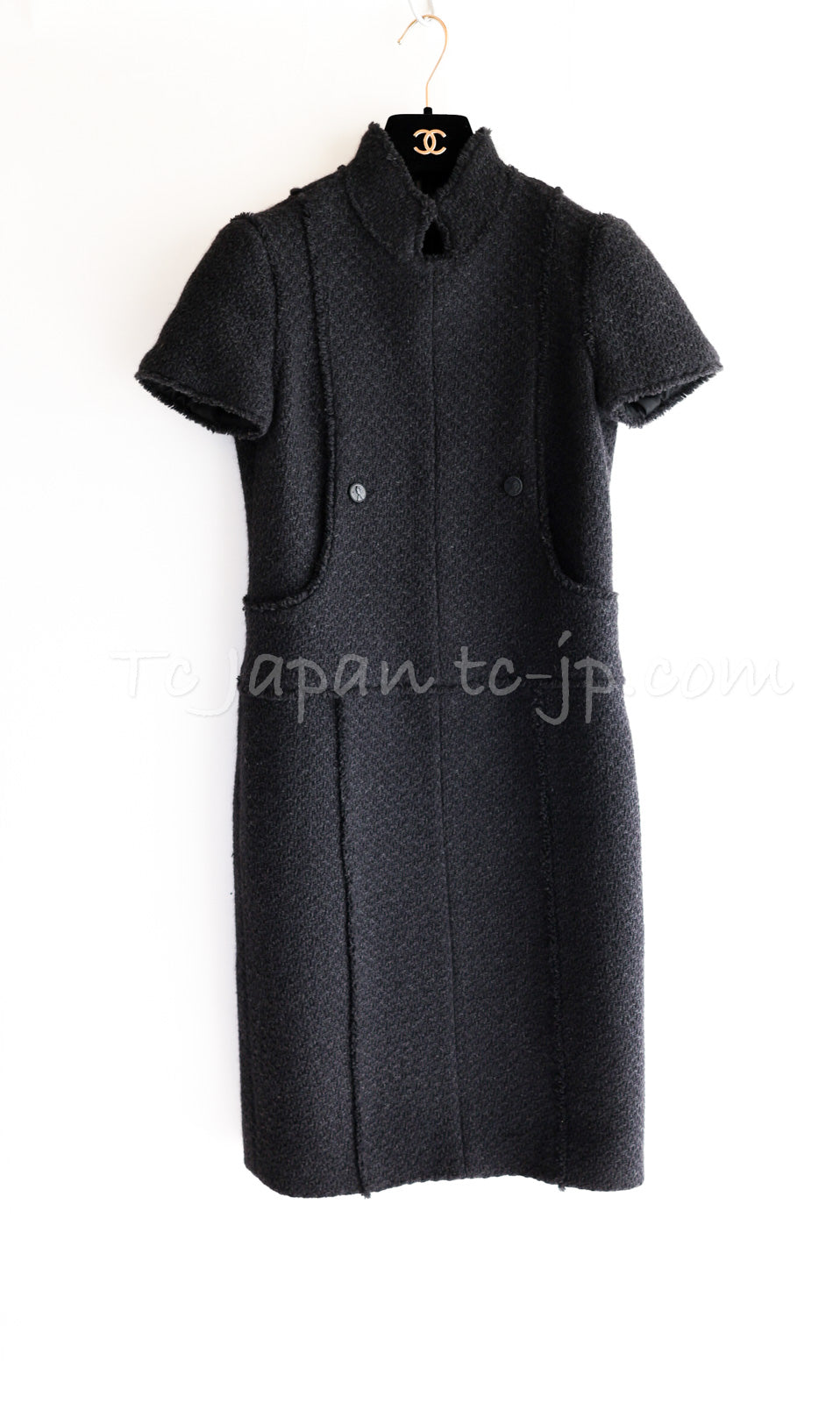 CHANEL 04A Black Wool Angora Tweed Dress 36 シャネル ブラック ウール アンゴラ ツイード ワンピース 即発