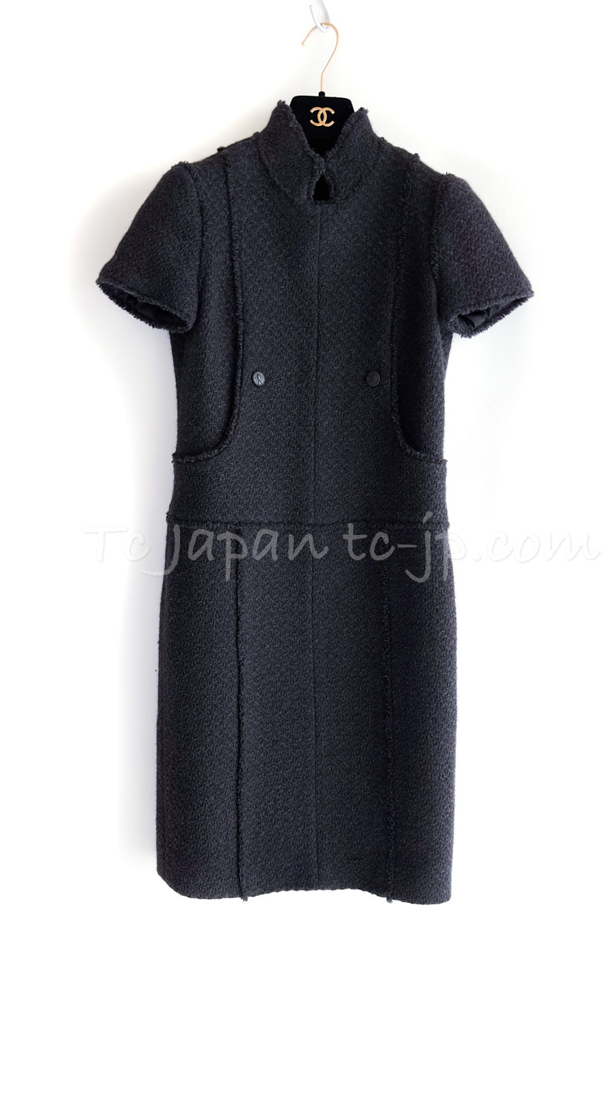 CHANEL 04A Black Wool Angora Tweed Dress 36 シャネル ブラック ウール アンゴラ ツイード ワンピース 即発