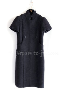 CHANEL 04A Black Wool Angora Tweed Dress 36 シャネル ブラック ウール アンゴラ ツイード ワンピース 即発