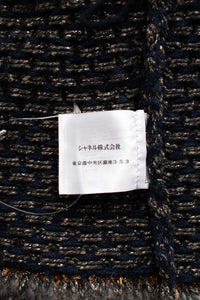 CHANEL 11PF Paris Byzance Gold Thread Mix Wool Knit Dress 34 36 シャネル ネイビー ミックス メタリック ニット ワンピース 即発