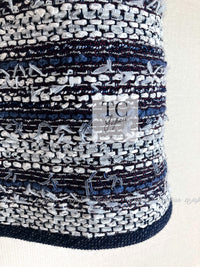 CHANEL 13S Navy White Stripe Cotton Tweed Dress 38 44 シャネル ネイビー ホワイト ストライプ柄 コットン ツイード ワンピース 即発