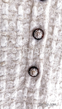 CHANEL 17PF Ivory Gold Metallic Super Soft Stretched Knit Dress Lion CC Button 34 シャネル アイボリー ゴールド ふわふわ ニット ストレッチ ワンピース ライオン CC ボタン 即発