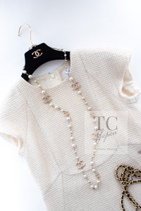 CHANEL 18PA Ivory Gold Wool Tweed Dress 36 シャネル アイボリー 淡いゴールド ウール ツイード ワンピース 即発