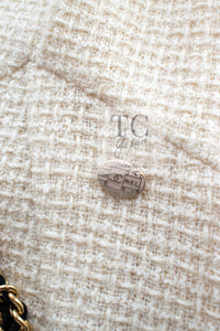 CHANEL 18PA Ivory Gold Wool Tweed Dress 36 シャネル アイボリー 淡いゴールド ウール ツイード ワンピース 即発