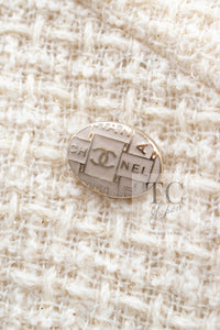 CHANEL 18PA Ivory Gold Wool Tweed Dress 36 シャネル アイボリー 淡いゴールド ウール ツイード ワンピース 即発