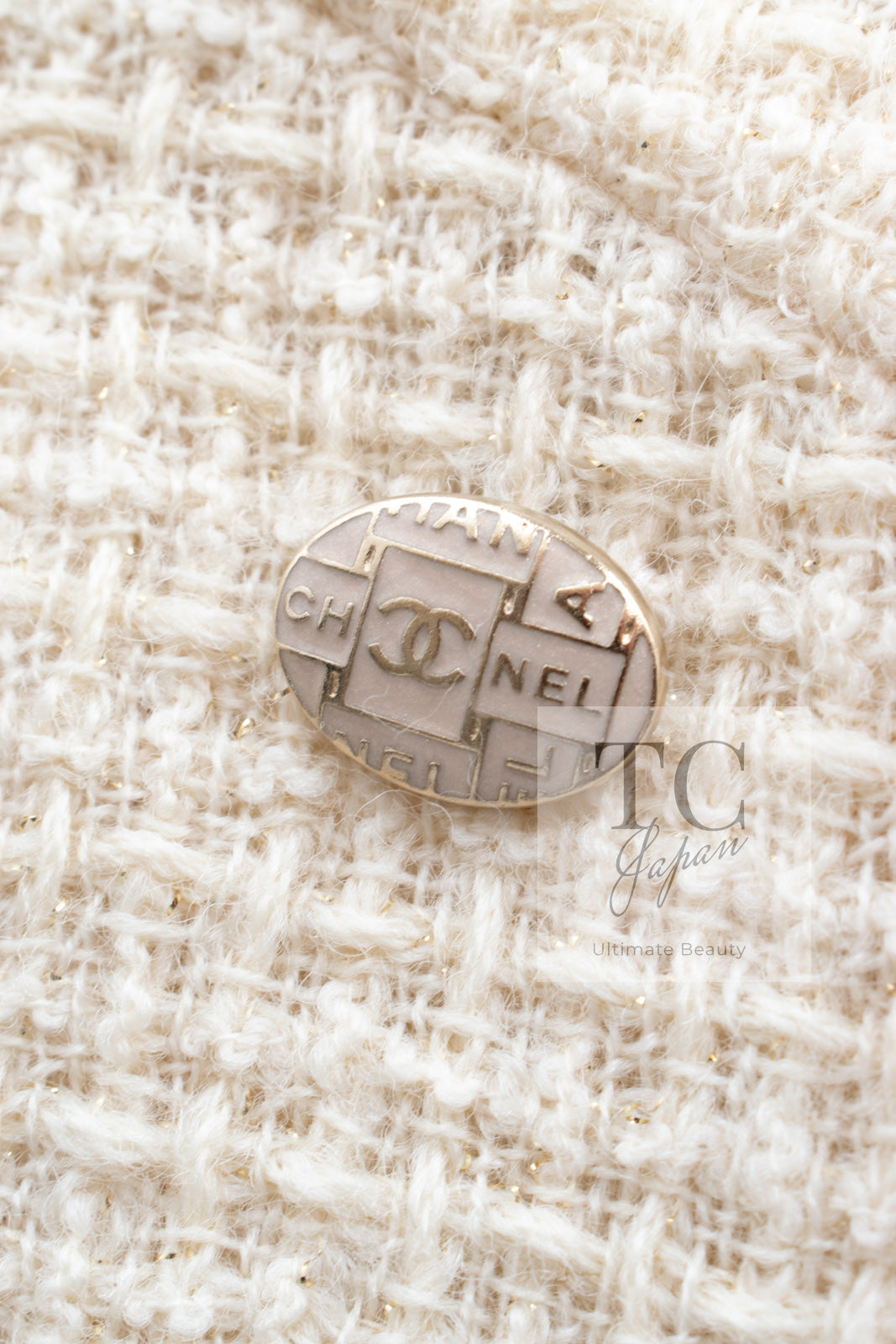 CHANEL 18PA Ivory Gold Wool Tweed Dress 36 シャネル アイボリー 淡いゴールド ウール ツイード ワンピース 即発