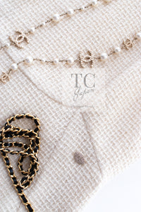 CHANEL 18PA Ivory Gold Wool Tweed Dress 36 シャネル アイボリー 淡いゴールド ウール ツイード ワンピース 即発