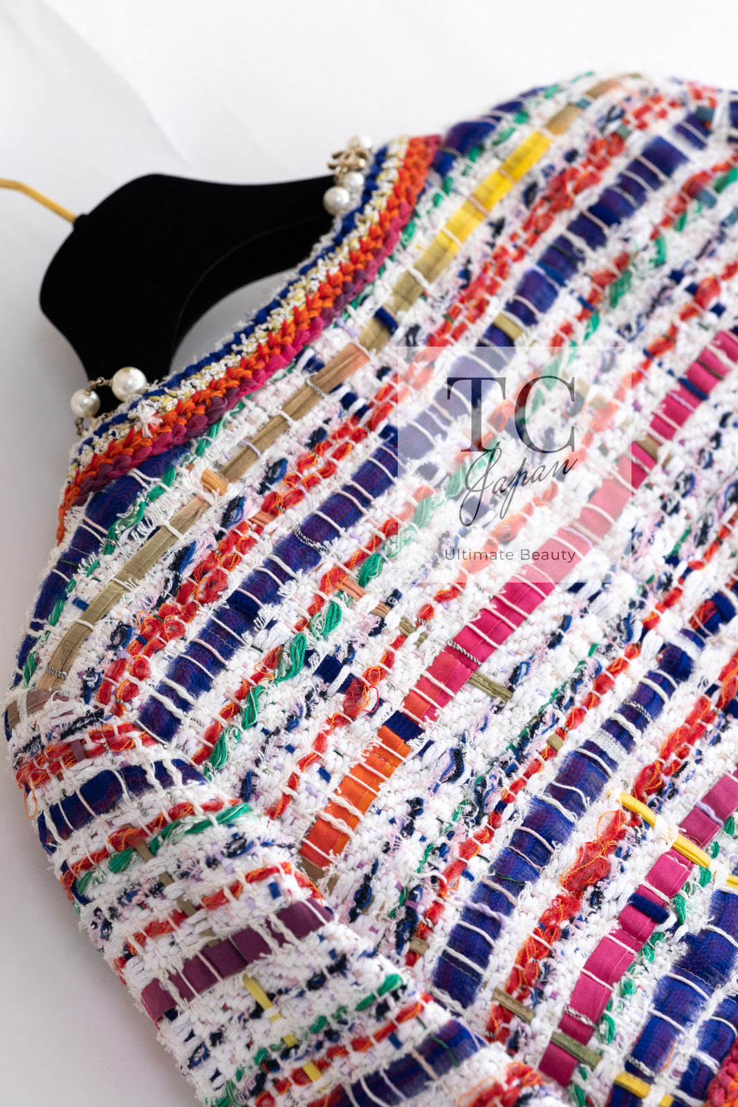 CHANEL 15S Ivory Multicolor Cotton Silk Tweed Pleated Dress B 36 38 シャネル アイボリー マルチカラー コットン ツイード ジャケット シルク プリーツ ワンピース ドレス B 即発