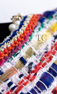 CHANEL 15S Ivory Multicolor Cotton Silk Tweed Pleated Dress B 36 38 シャネル アイボリー マルチカラー コットン ツイード ジャケット シルク プリーツ ワンピース ドレス B 即発