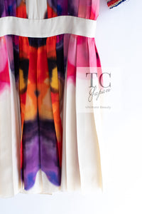 CHANEL 15S Ivory Multicolor Cotton Silk Tweed Pleated Dress B 36 38 シャネル アイボリー マルチカラー コットン ツイード ジャケット シルク プリーツ ワンピース ドレス B 即発