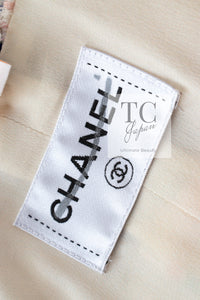 CHANEL 15S Ivory Multicolor Cotton Silk Tweed Pleated Dress B 36 38 シャネル アイボリー マルチカラー コットン ツイード ジャケット シルク プリーツ ワンピース ドレス B 即発
