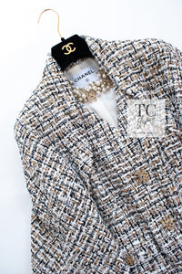 CHANEL 15C White Black Gold Metallic Gripoix Button Tweed Jacket 42 シャネル ホワイト ブラック ゴールドメタリック グリポワ宝石ボタン ツイード ジャケット 即発