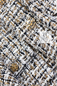 CHANEL 15C White Black Gold Metallic Gripoix Button Tweed Jacket 42 シャネル ホワイト ブラック ゴールドメタリック グリポワ宝石ボタン ツイード ジャケット 即発